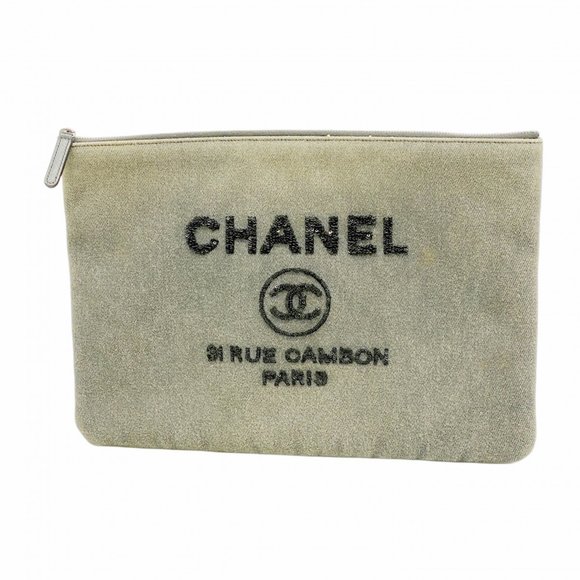CHANEL Gray Deauville Clutch Bag - Picture 1 of 10